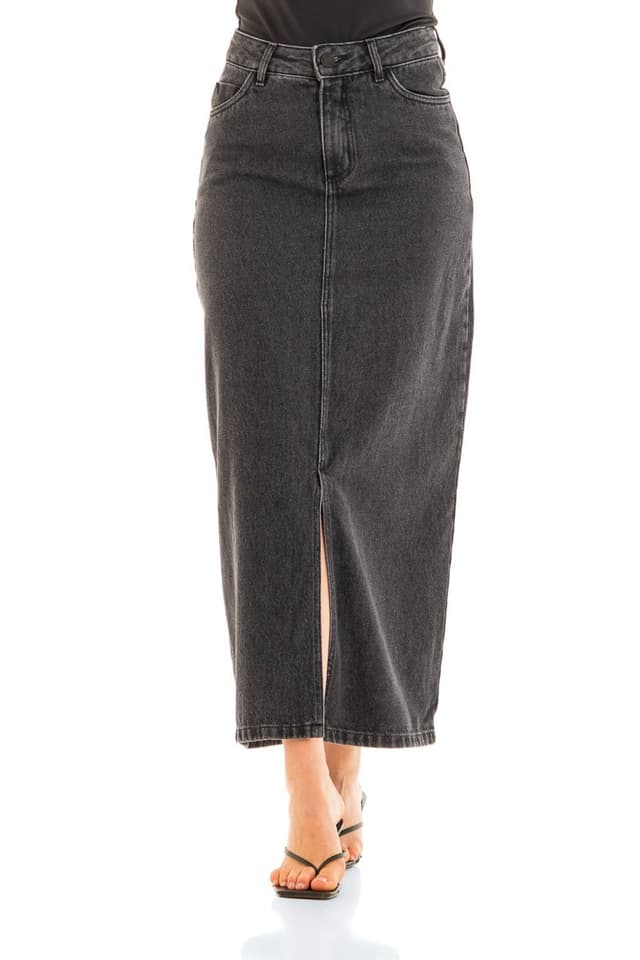 Saia Jeans Feminina Arauto Super Maxi Black