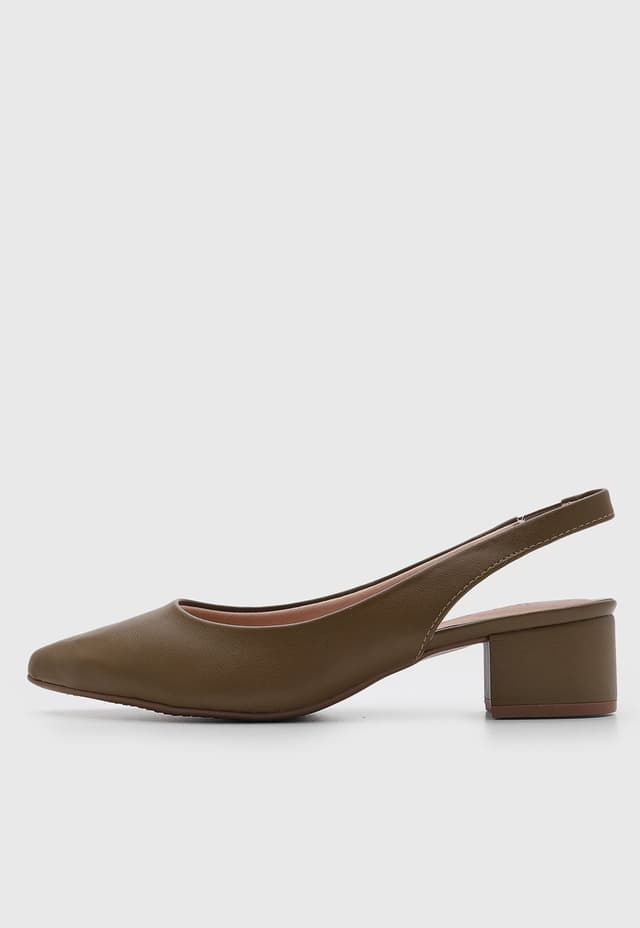 Scarpin Feminino Beira Rio Slingback Salto Bloco Verde Oliva