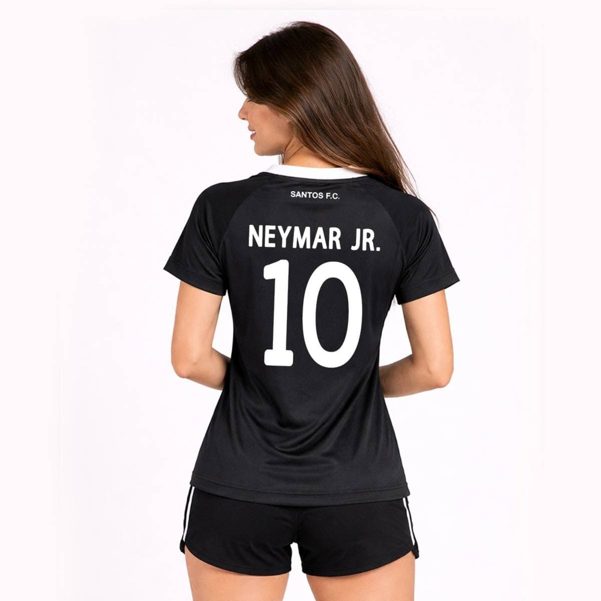 Camisa Santos Mosaico Feminina Preta e Branca 10 Neymar Jr