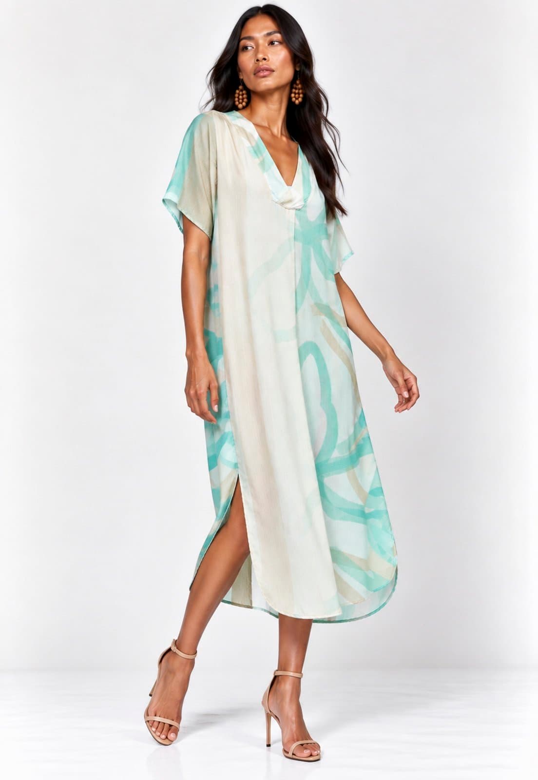 Vestido Amazonia Vital Midi Maicá Viscose Estampa Águas de Anavilhanas