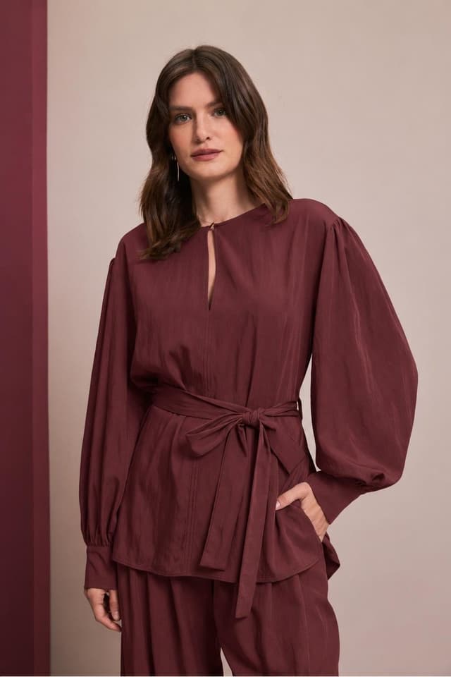 Blusa Com Gota Ft E Amarração Carlota Costa Vermelho