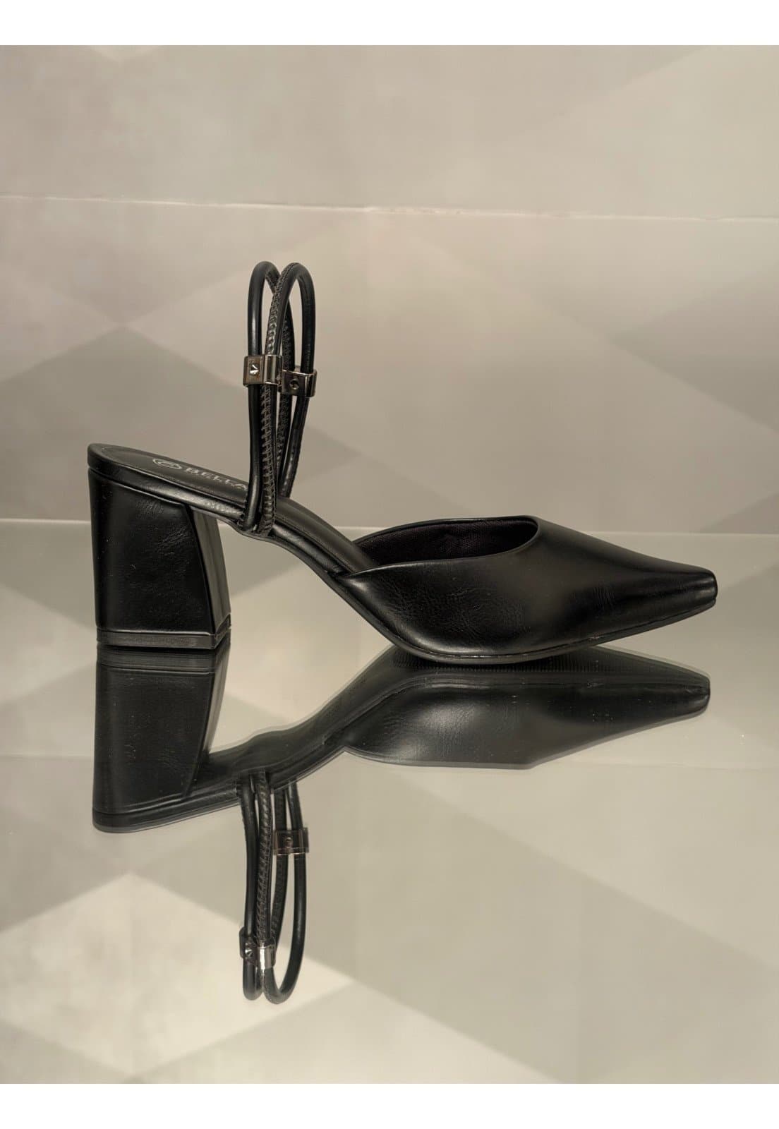 Scarpin 2 em 1 Preto Salto Bloco 8cm