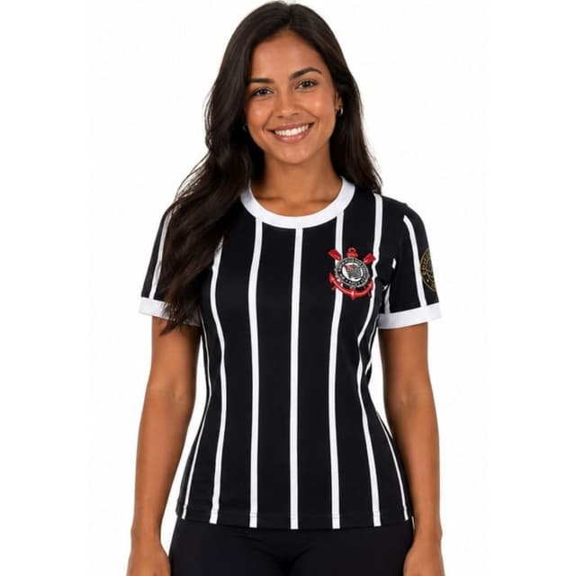 Camisa Corinthians Democracia Feminina Edição Retrô 1982 Preto