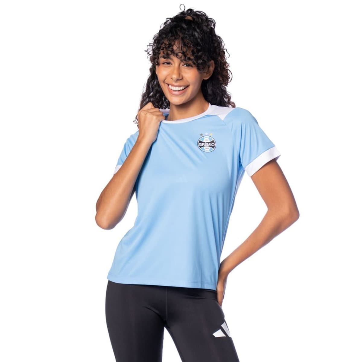 Camiseta Feminina Betel Grêmio Escudo Geral Azul