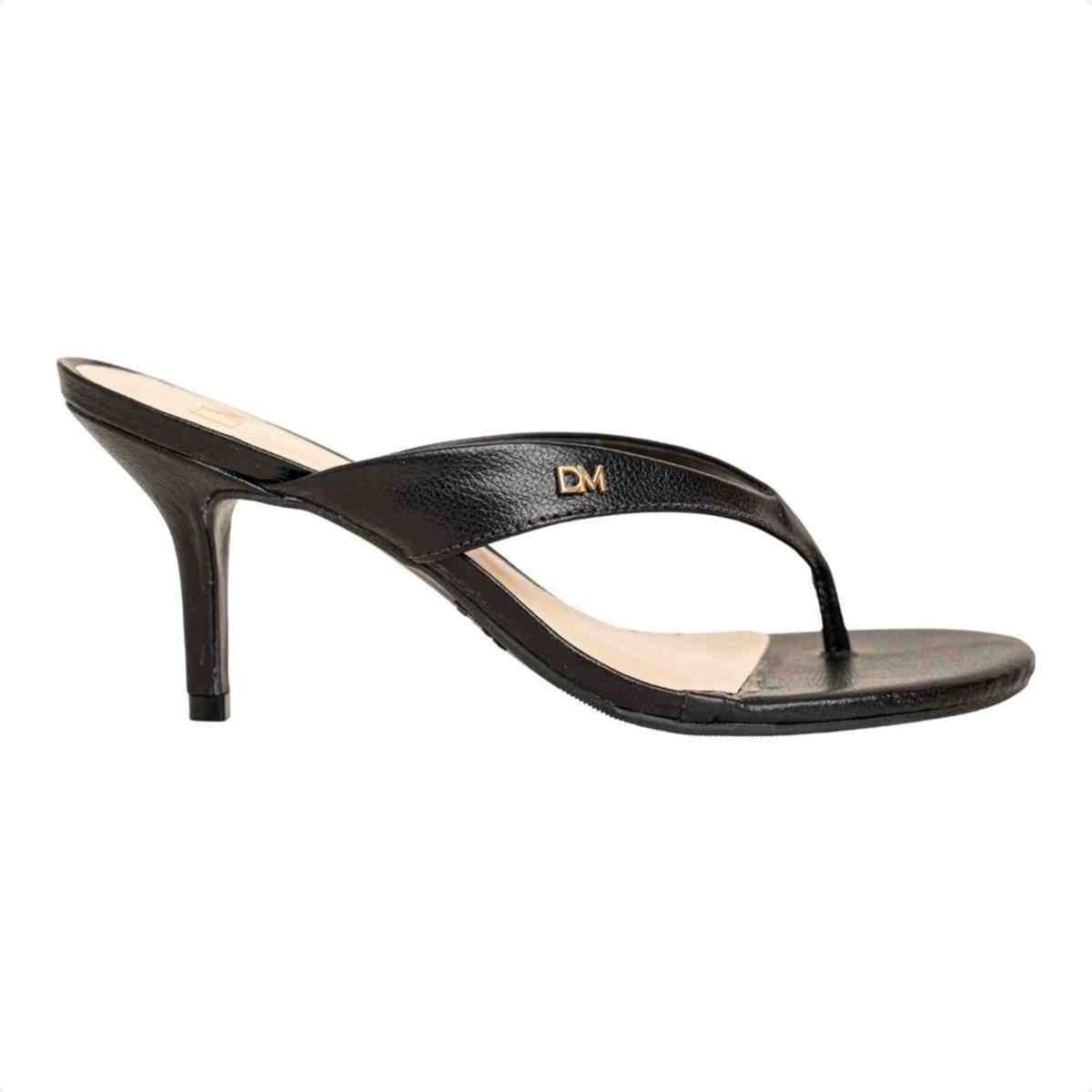 Tamanco Feminino Salto Fino Ale Dm Couro Preto
