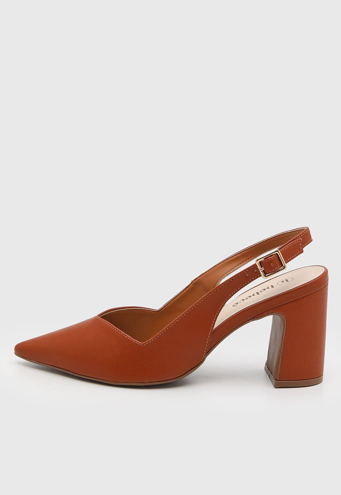 Scarpin Feminino cê Salto Bloco Bico Fino Terracota
