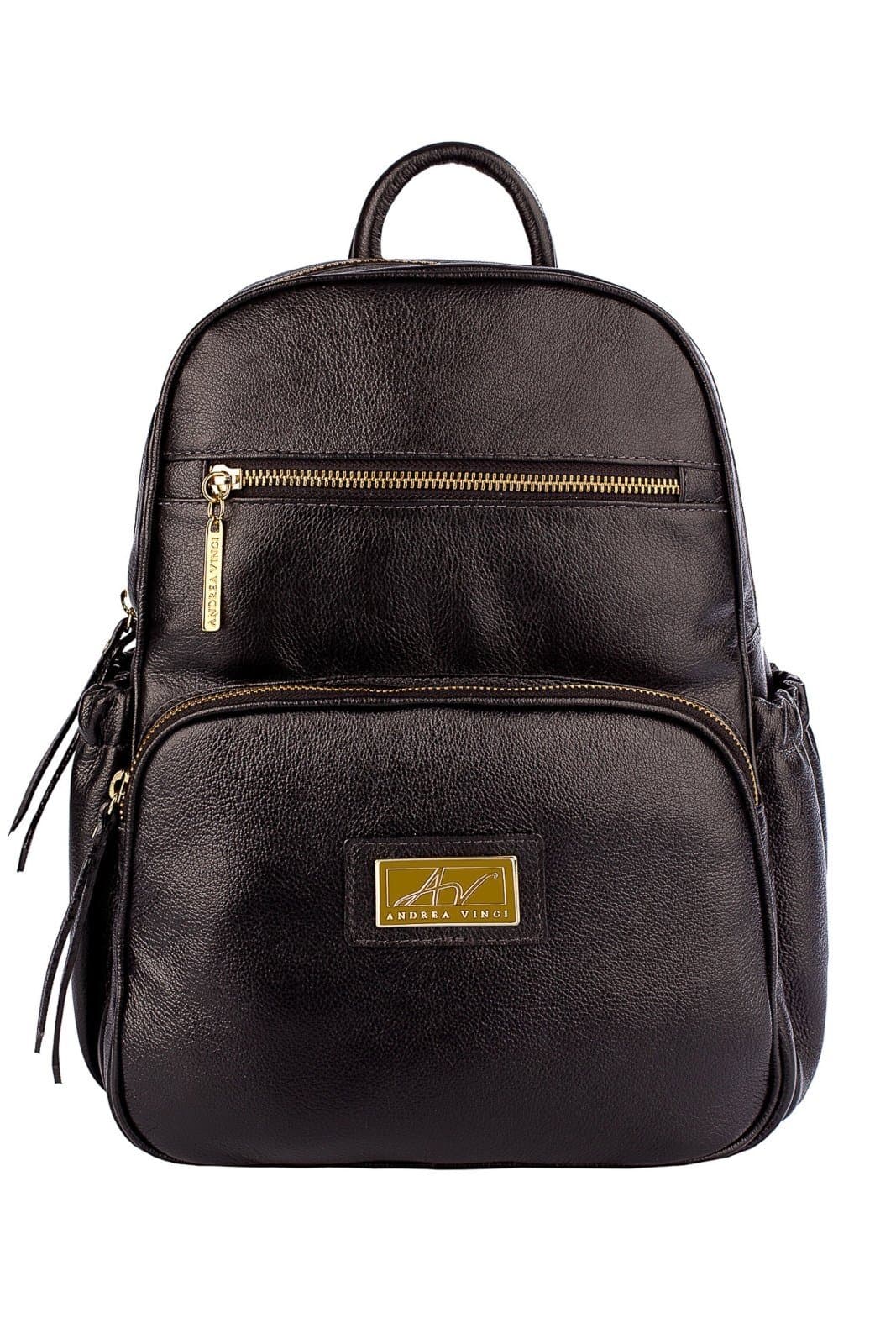 Mochila pequena de couro liso Zoey - Preto