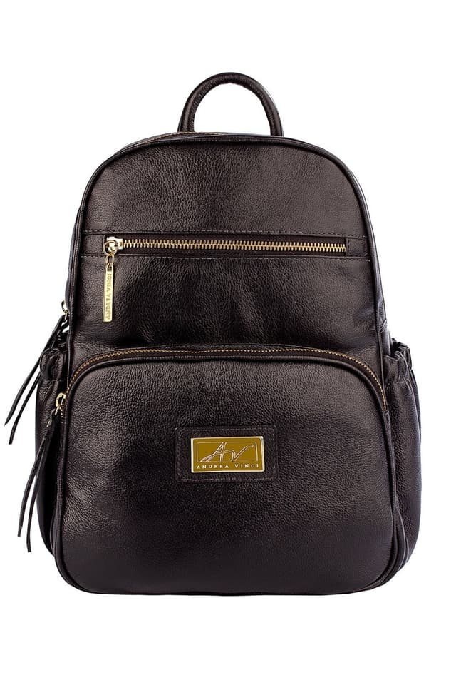Mochila pequena de couro liso Zoey - Preto