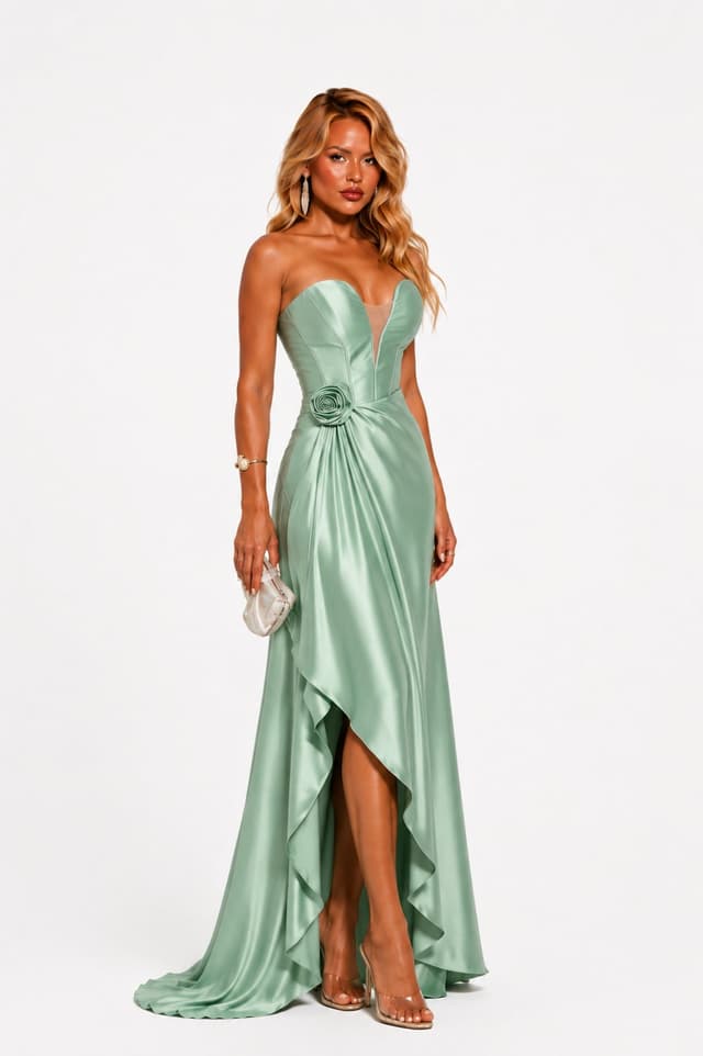 Vestido Longo Cetim D Bell Outlet Fashion Verde Menta