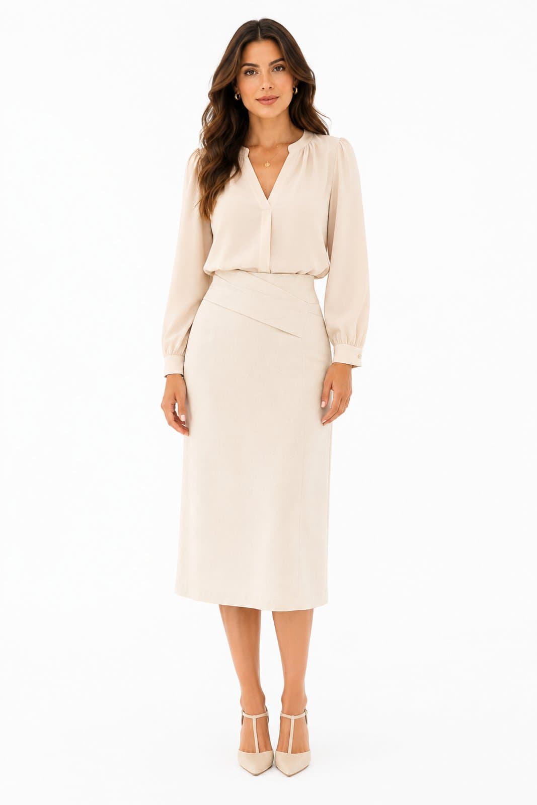 Saia Midi D Bell Outlet Fashion Transpassada Cru