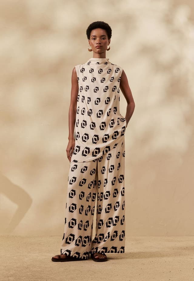 Calça Pantalona Estampada Cayma