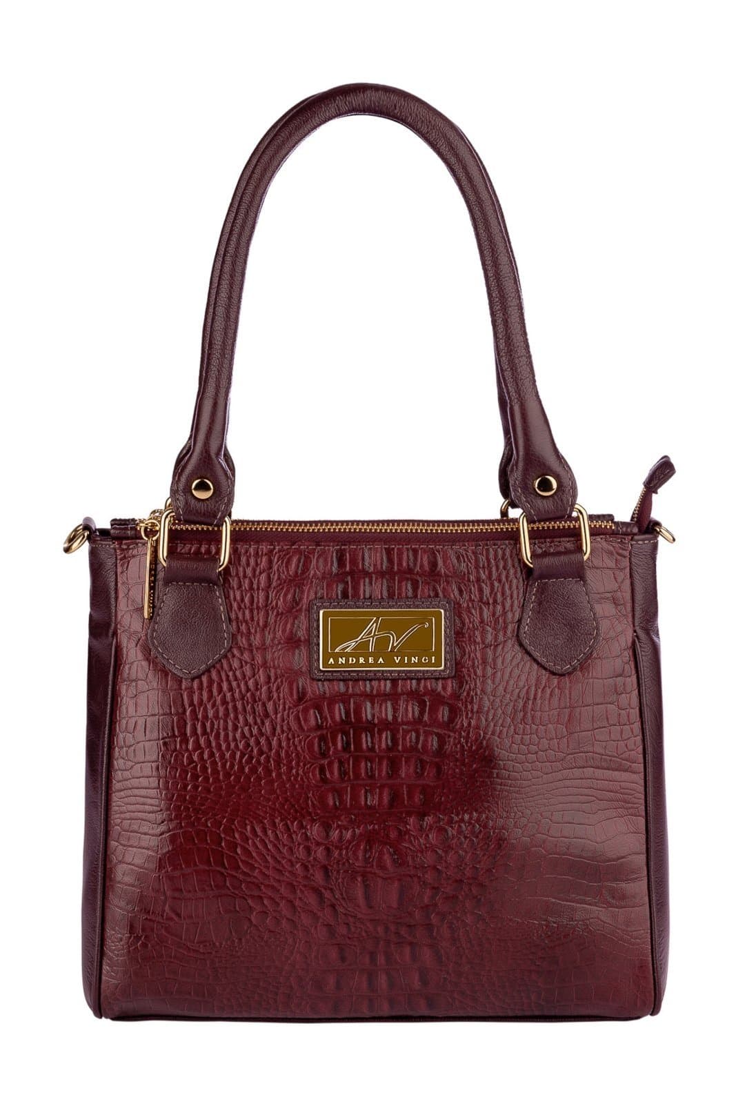 Bolsa de couro com divisórias croco Tiffy - Marsala