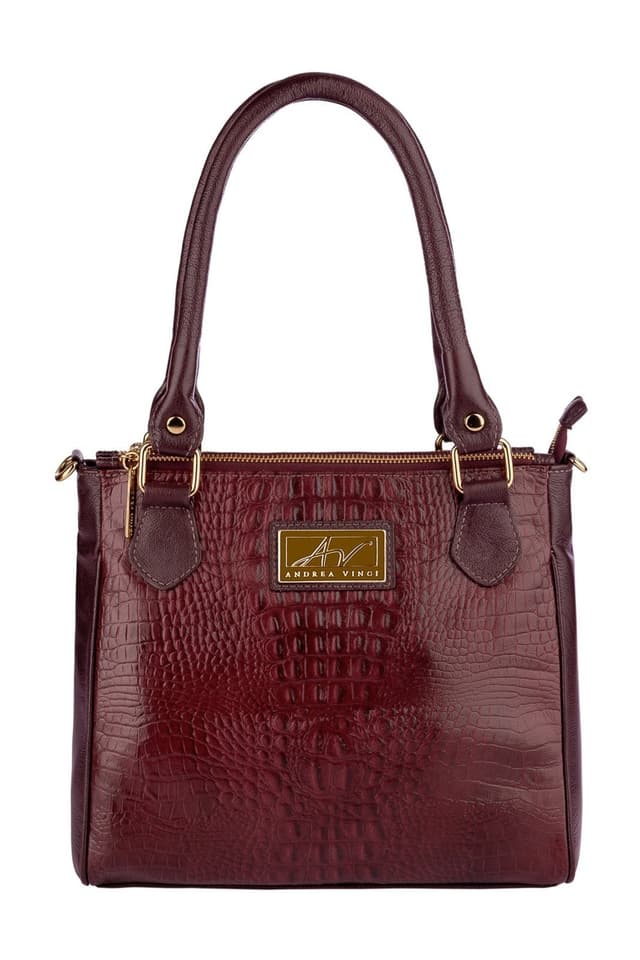 Bolsa de couro com divisórias croco Tiffy - Marsala