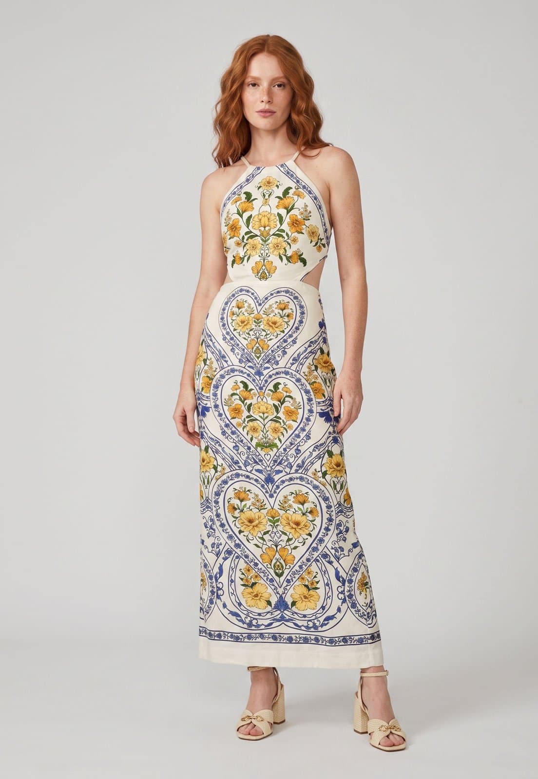 Vestido Feminino FARM Longo Decote Halter Branco