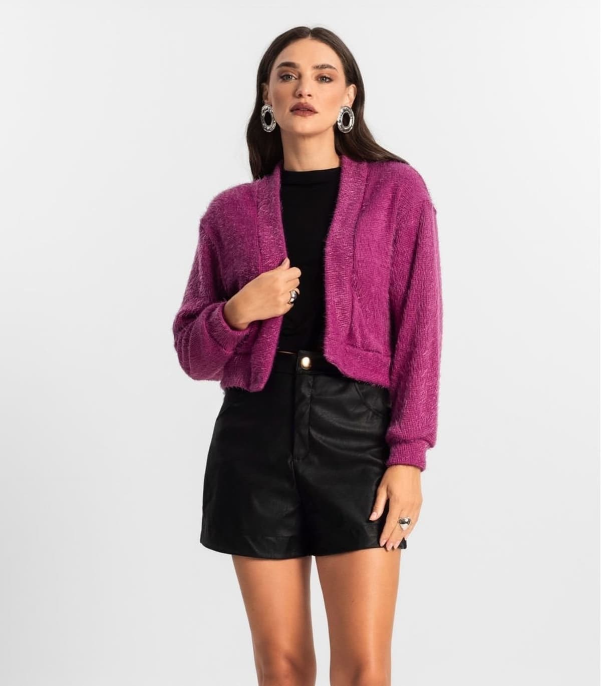 Cardigan Feminino Tricot Felpudo Endless Roxo