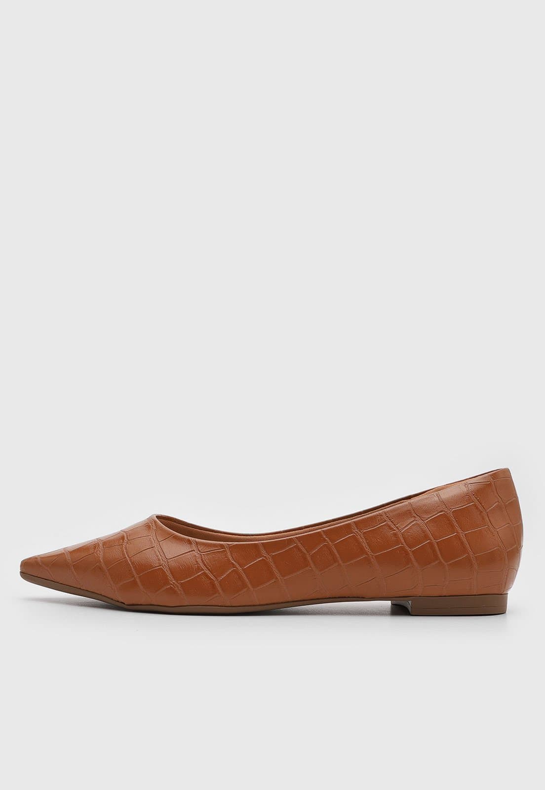 Sapatilha Feminina cê Bico Fino Croco Caramelo