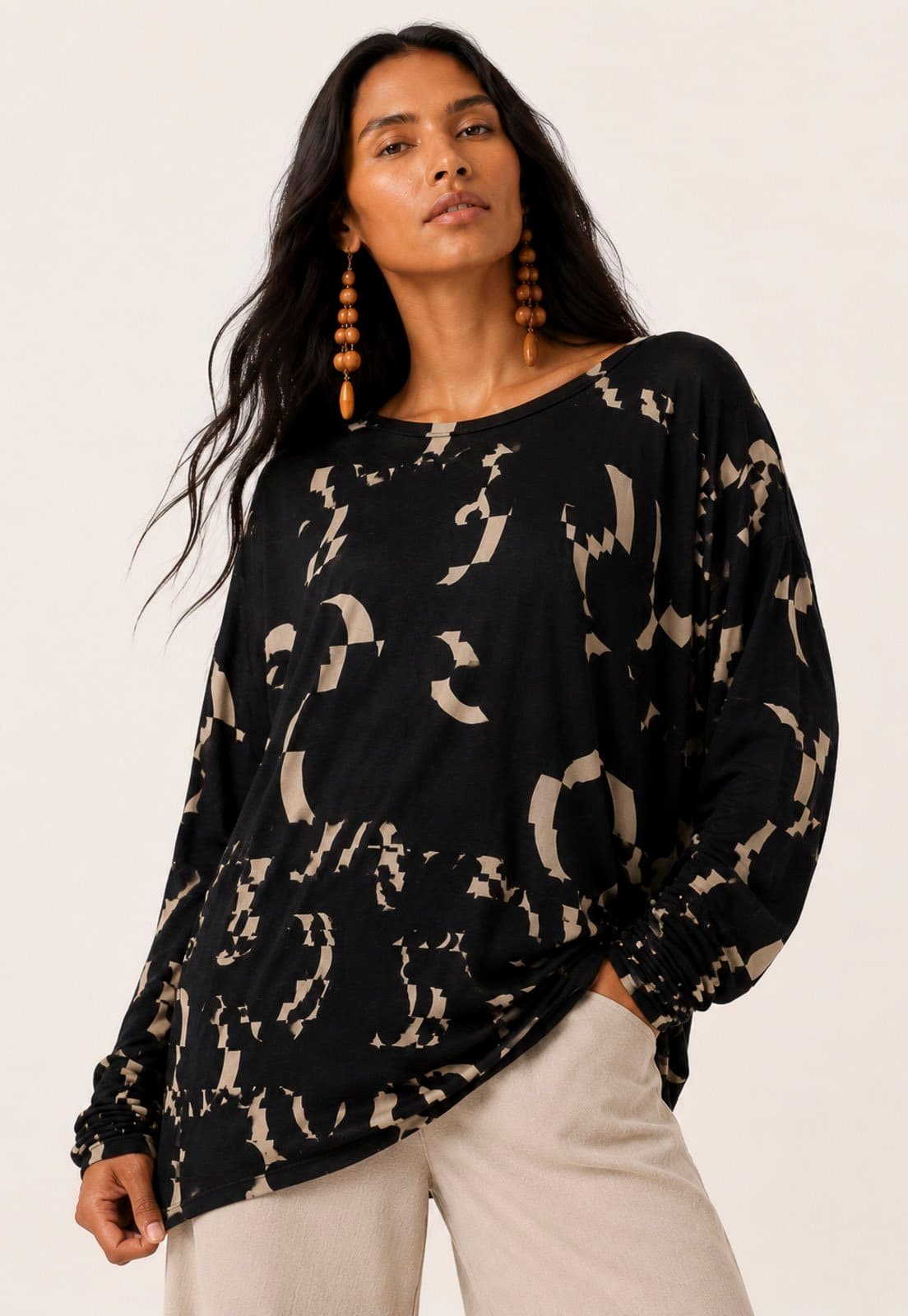 Blusa Malha Amazonia Vital Manga Longa Fibra de Bambu Estampa Maria