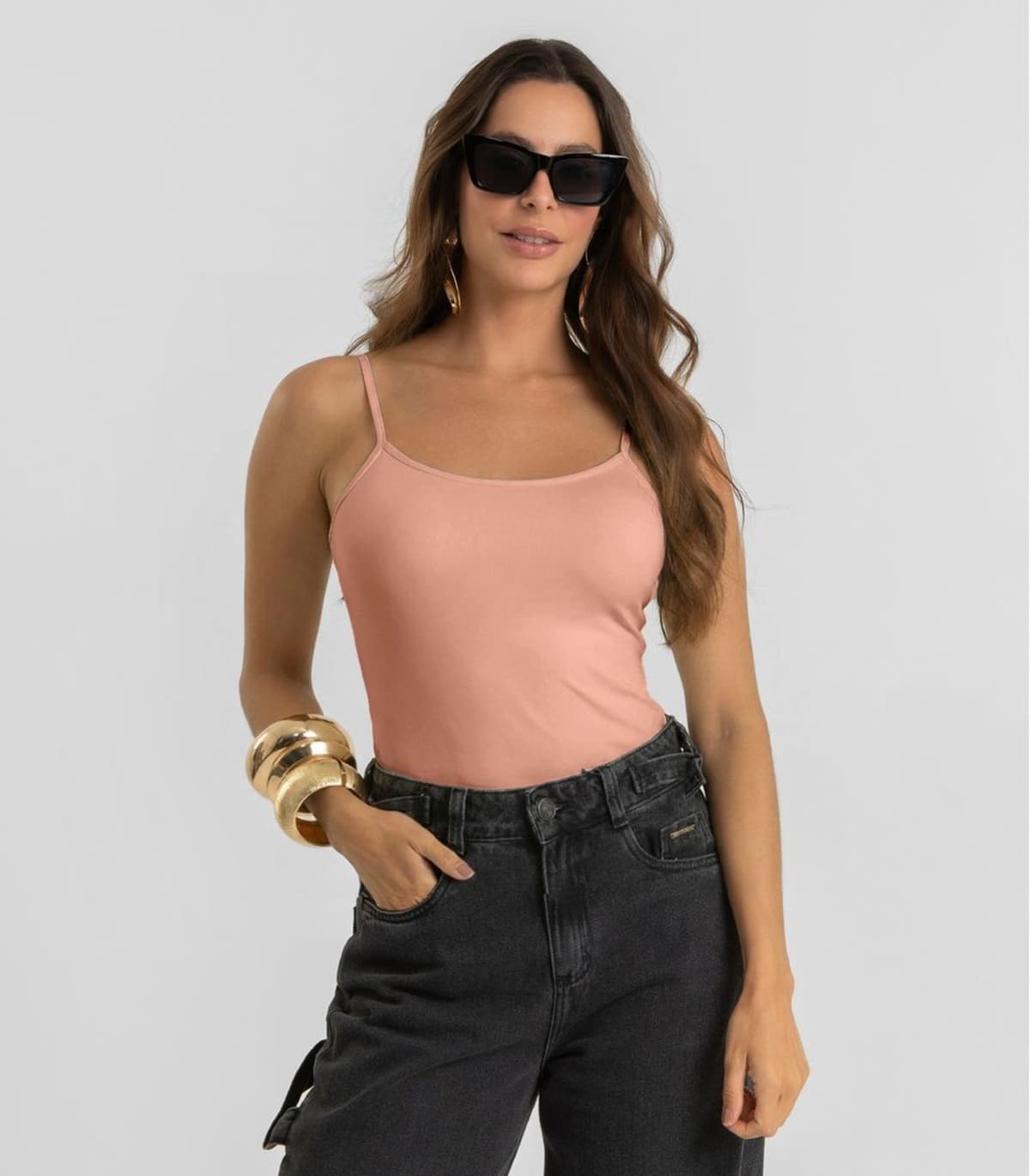 Blusa de Alça Feminina Em Poliamida Dianna Marrom