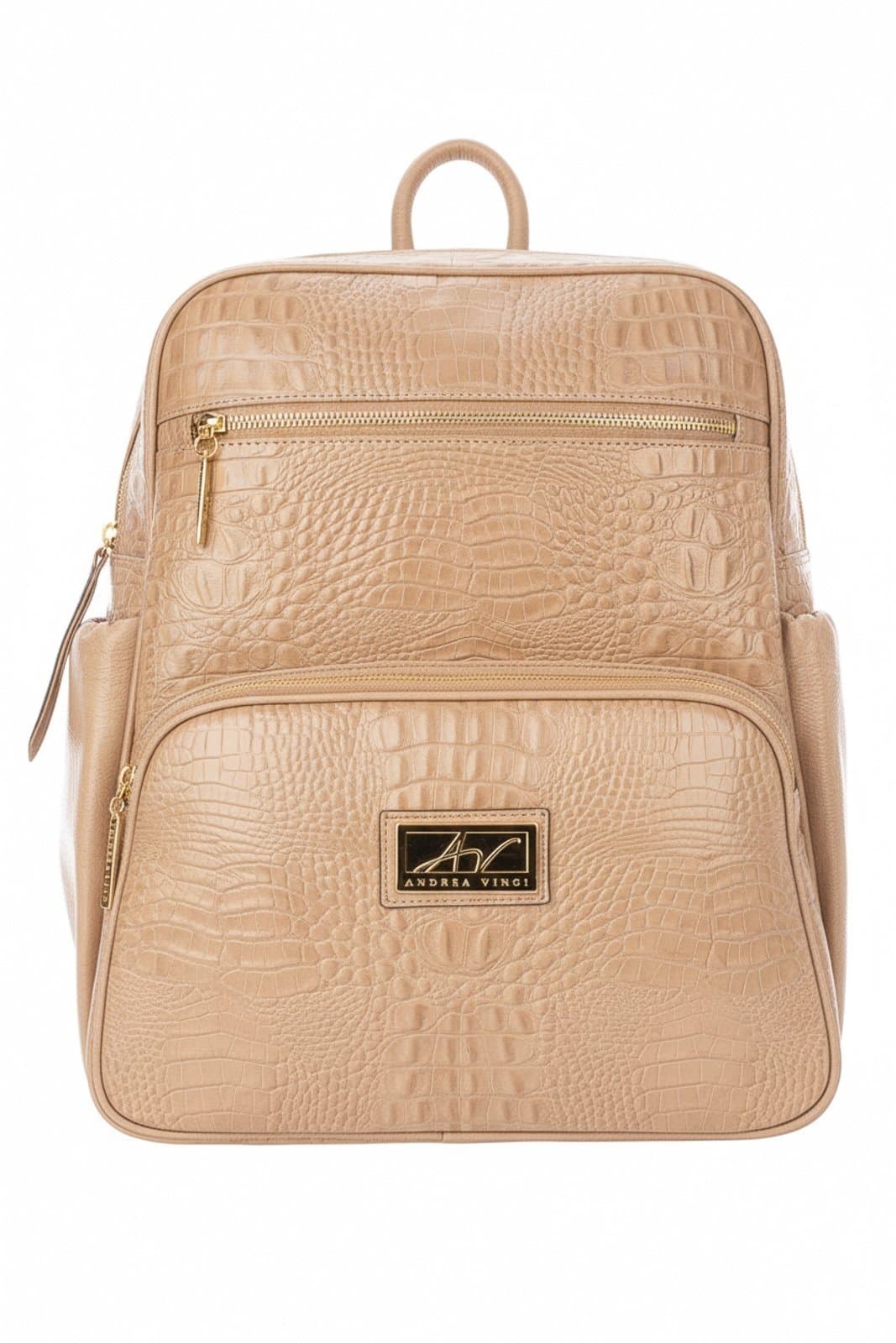 Mochila grande de couro croco Zooey - Bege