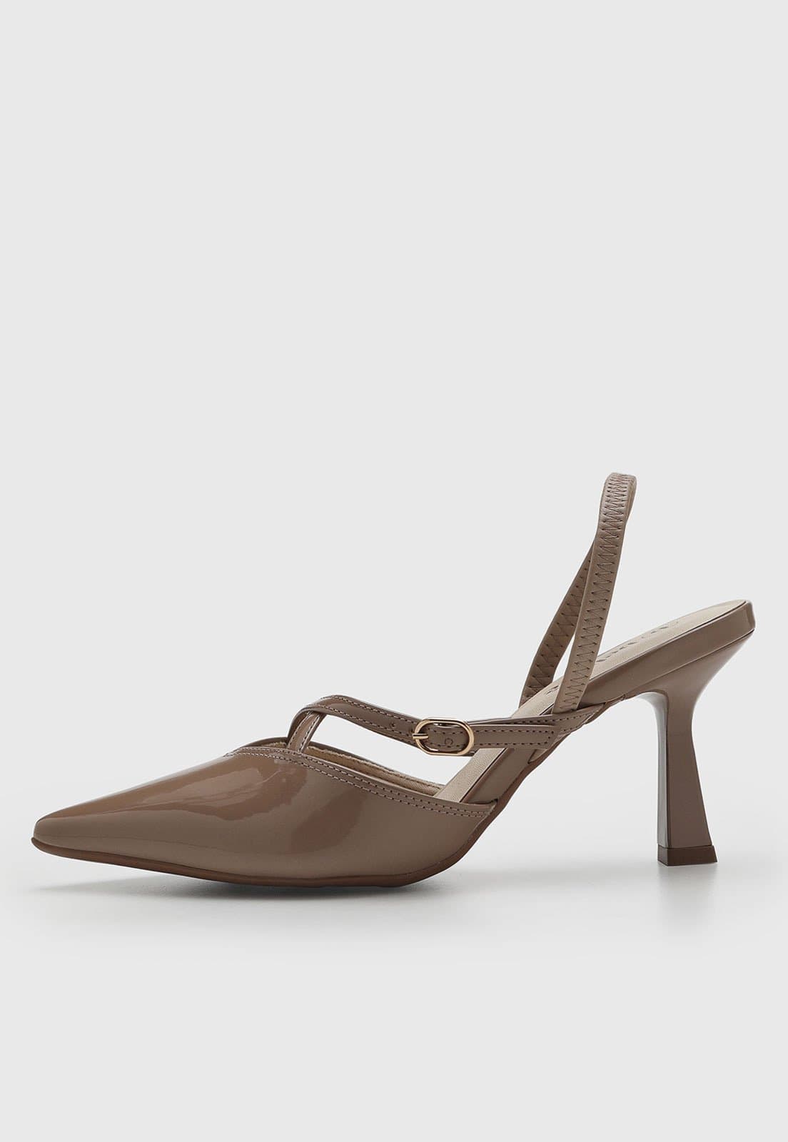 Scarpin Feminino cê Tiras Salto Alto Marrom