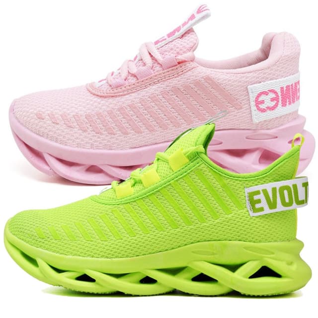Kit 2 Tênis Easy Style Feminino Evoltenn Solado Trançado Moderno Rosa e Verde