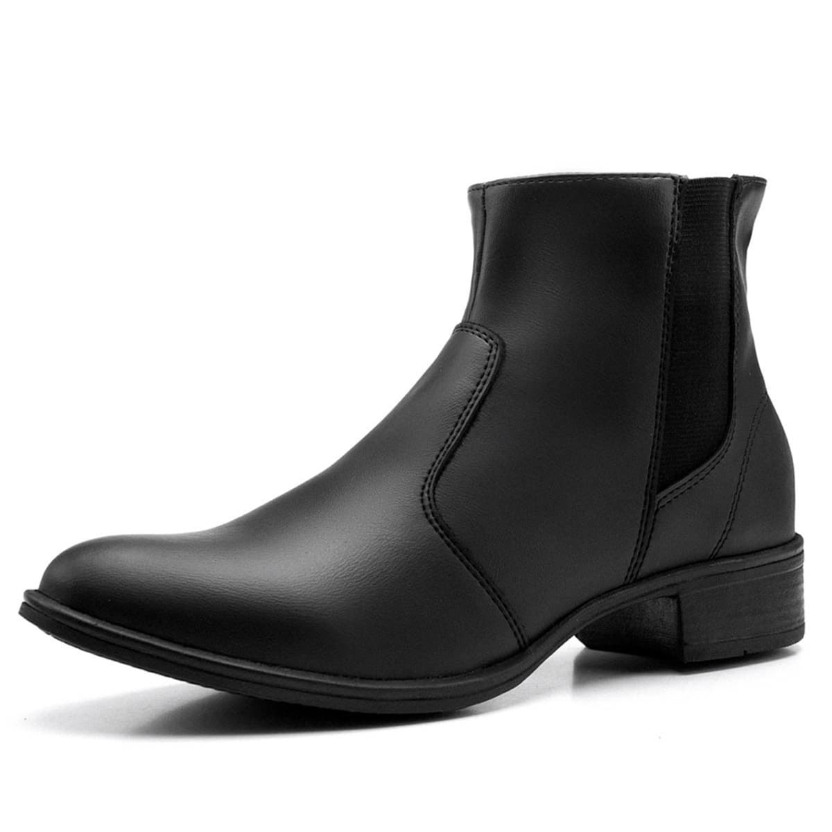 Bota Feminina Salto Baixo Bredeni Botina Cano Curto Com Ziper Lateral Preta