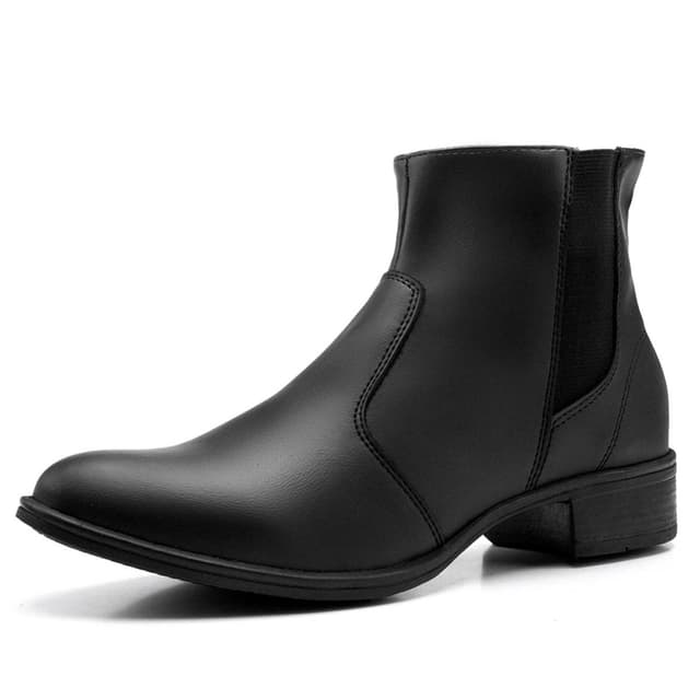 Bota Feminina Salto Baixo Bredeni Botina Cano Curto Com Ziper Lateral Preta
