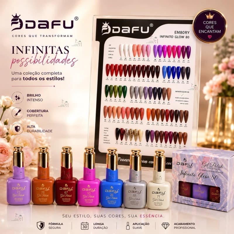 Nova Coleção Esmaltes Gel DAFU Lançamento Coleção Infinito Glow 12ml Kit Secagem UV LED Livres TPO/HEMA Nails Unhas