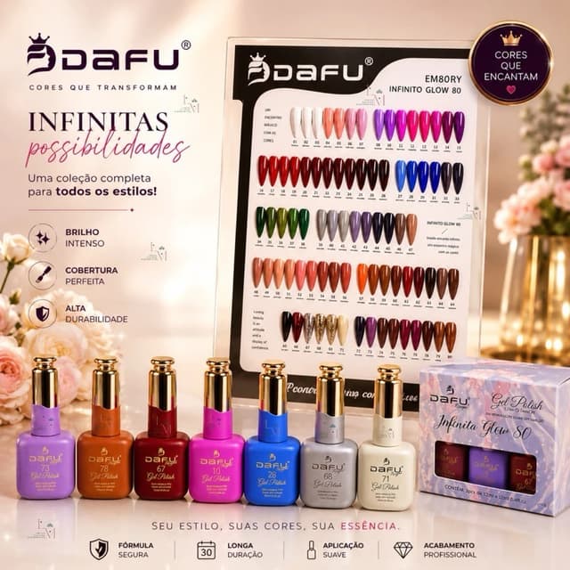 Nova Coleção Esmaltes Gel DAFU Lançamento Coleção Infinito Glow 12ml Kit Secagem UV LED Livres TPO/HEMA Nails Unhas