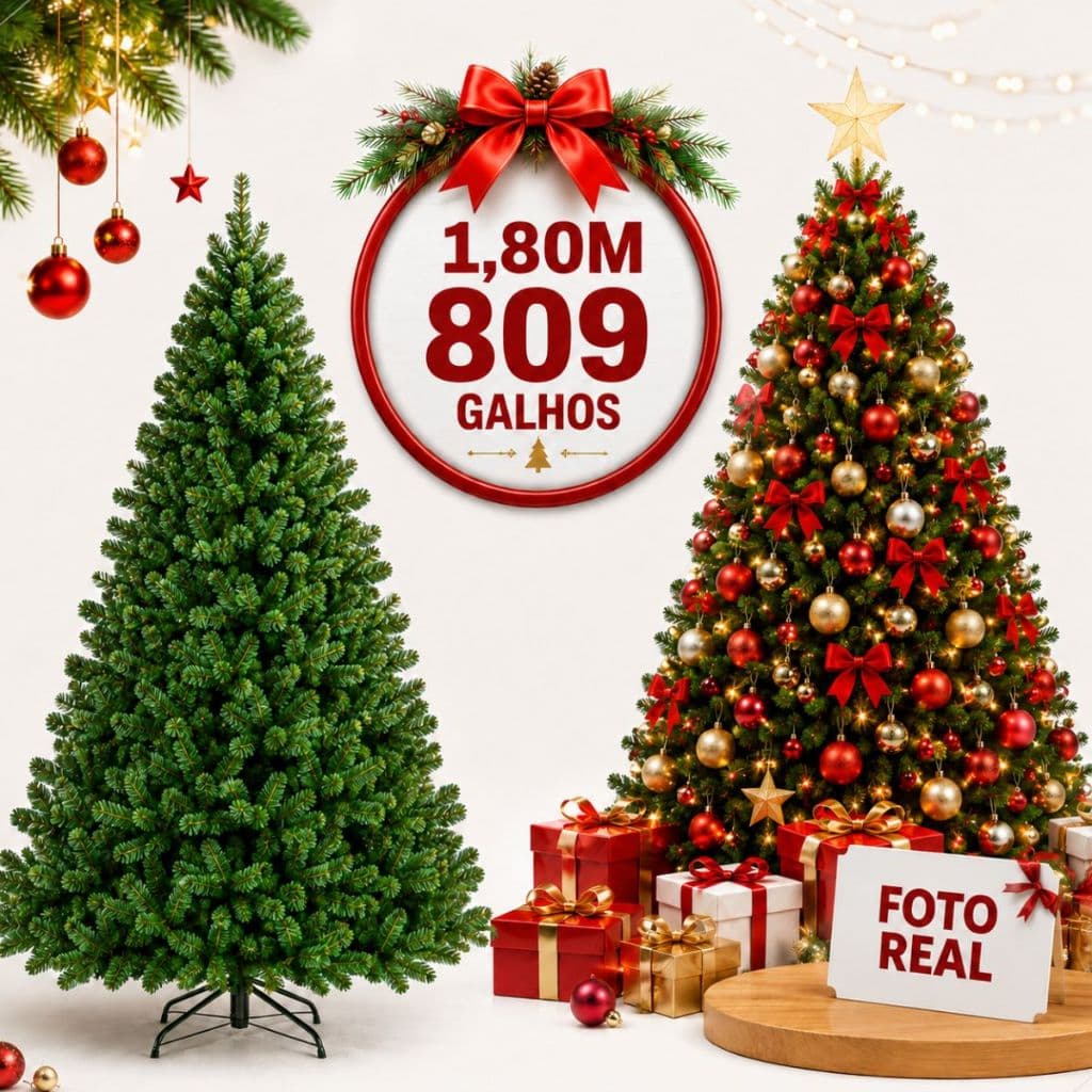 Árvore De Natal Pinheiro 1.80m 2.10m 2.40m 3.00m Super Cheia Premium Luxo Galhos Cheios Verde