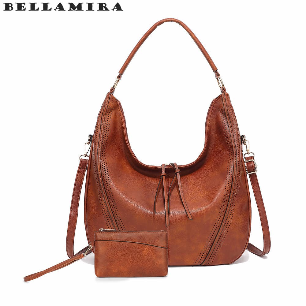 KIT 2 Bolsa De Couro PU Grande De Ombro Transversal Bolsa Feminina Satchel Pasta Inclui Uma Bolsa Para Moedas