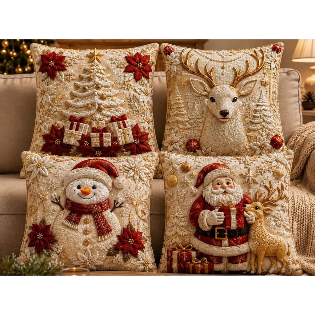 Capa de Almofadas 1 e 4 Decorativas 45x45 Estampas Natalinas estampa premium 2026 PAPAI NOEL BR 2026 NV