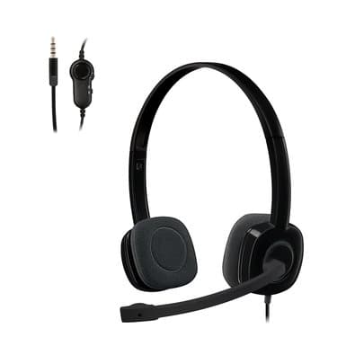 Headset com fio Logitech H151 com Microfone com Redução de Ruído e Conexão 3,5mm - 981-000587