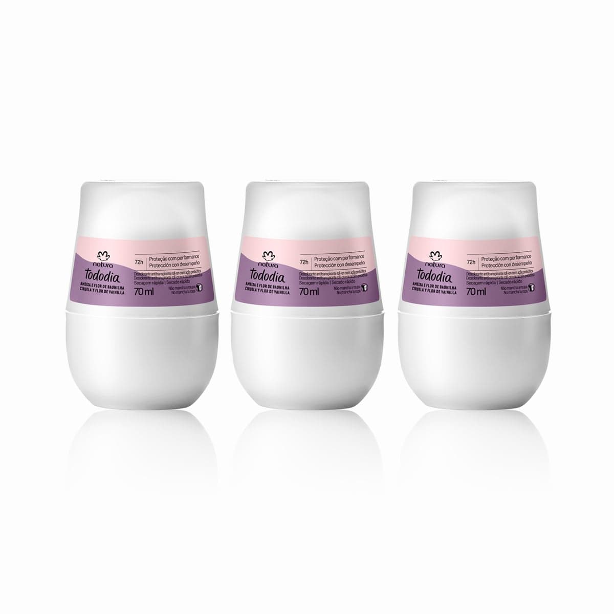 Kit Desodorante Antitranspirante Roll-on Ameixa e Flor de Baunilha (3 unidades)