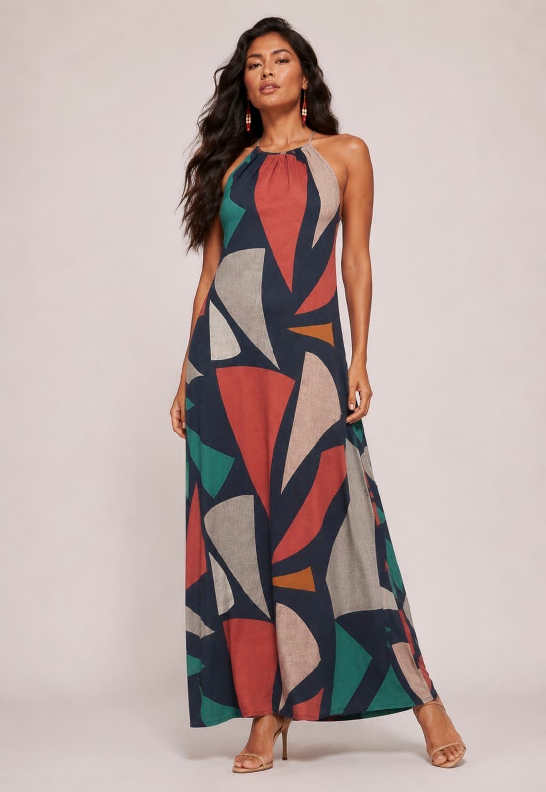 Vestido Amaoznia Vital Longo Eirapuã Malha Trapézio Geometrias do Tempo