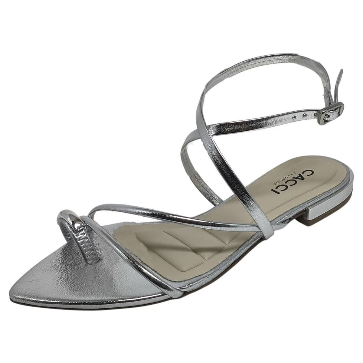 Sandalia Rasteira Metalizada Moderna Elegante Conforto Cacci