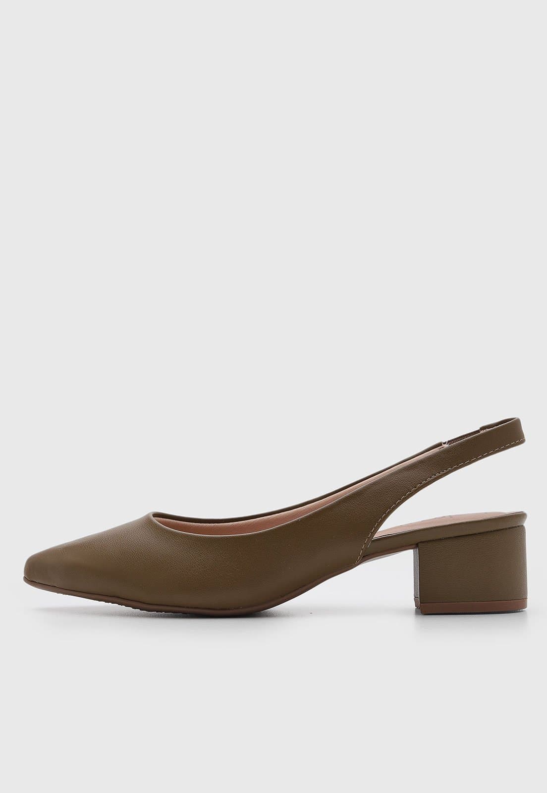 Scarpin Feminino Beira Rio Slingback Salto Bloco Verde Oliva