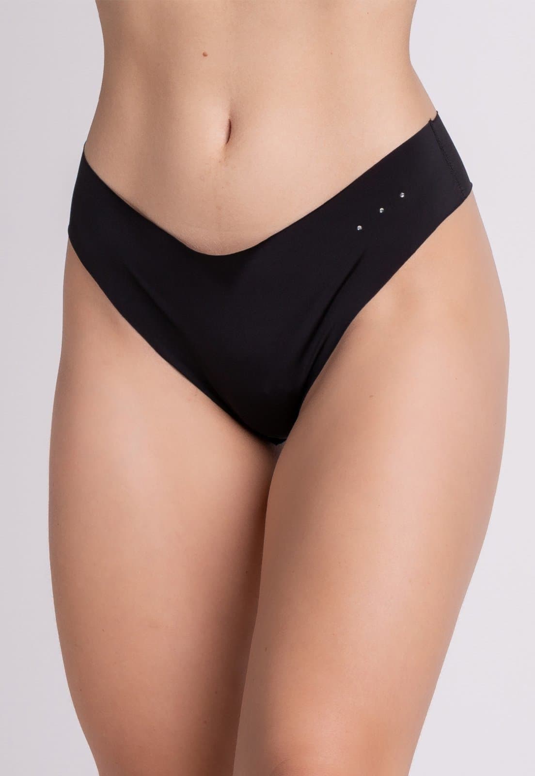 Calcinha Sem Costura Bella Fiore Modas Lingerie Tanga Corte a Laser Preto