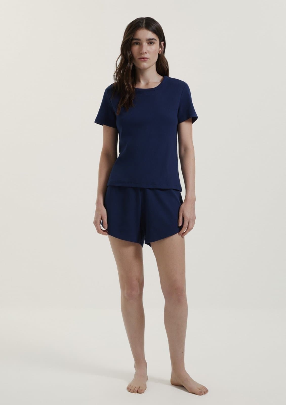 Pijama Curto Feminino Em Ribana Canelada Hering