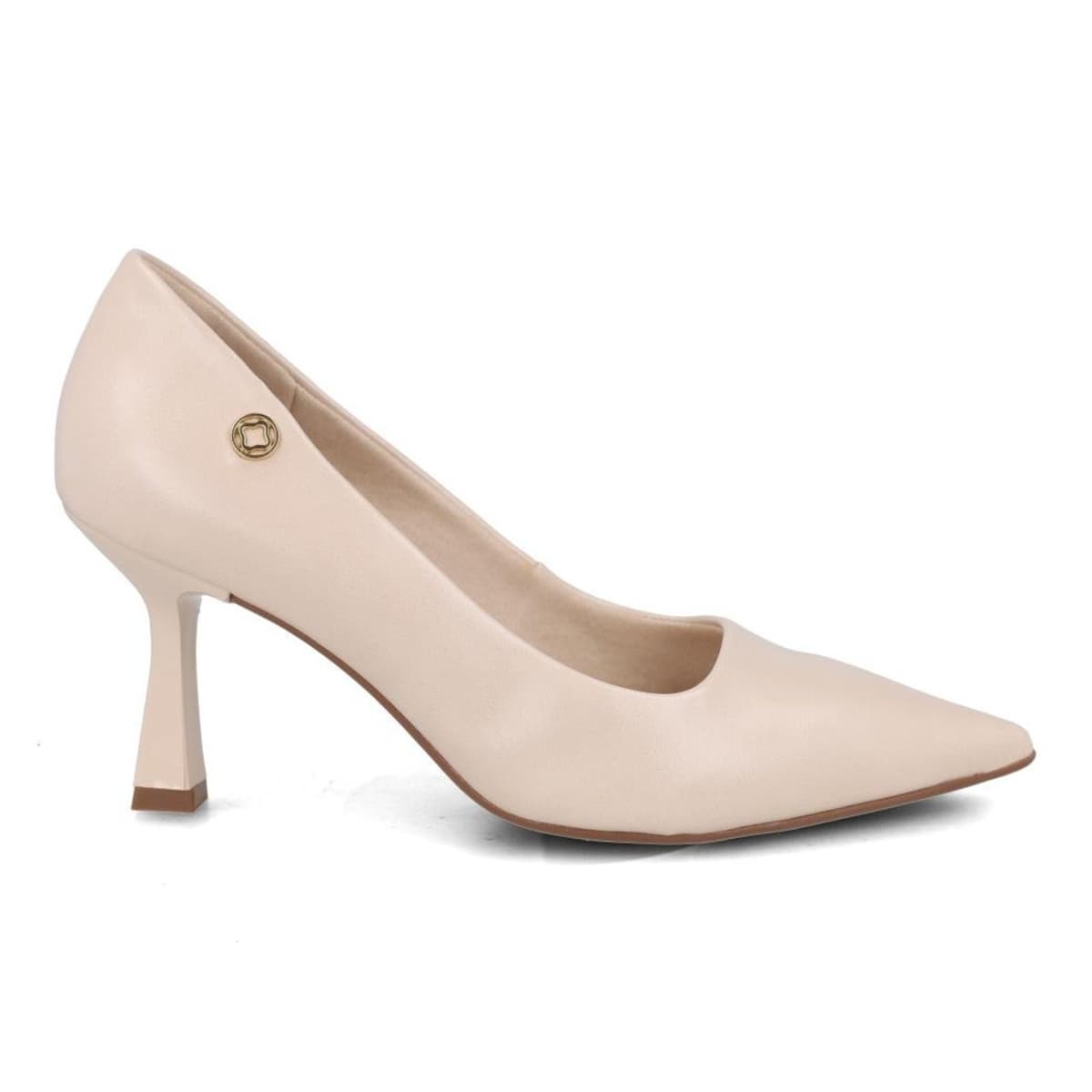 Scarpin cê Bico Fino Salto Feminino Bege