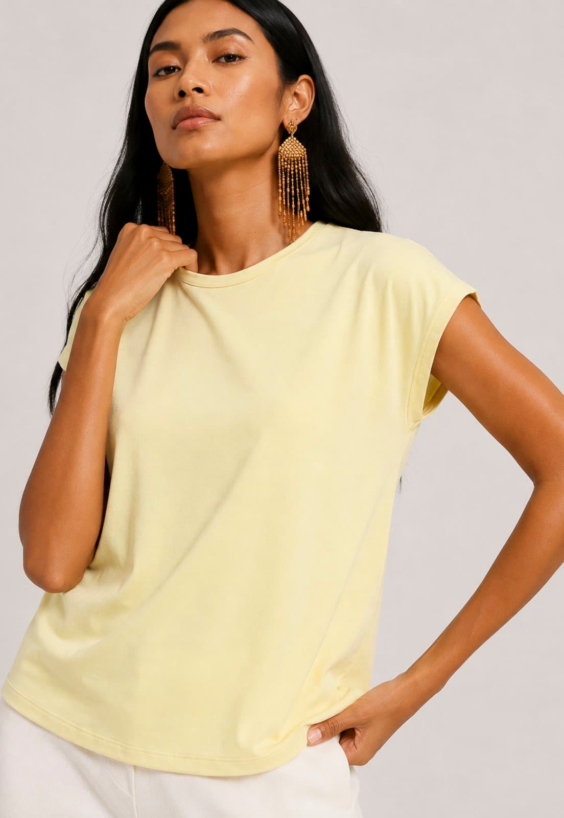 Blusa Amazonia Vital Aruá Malha Amarelo Pastel