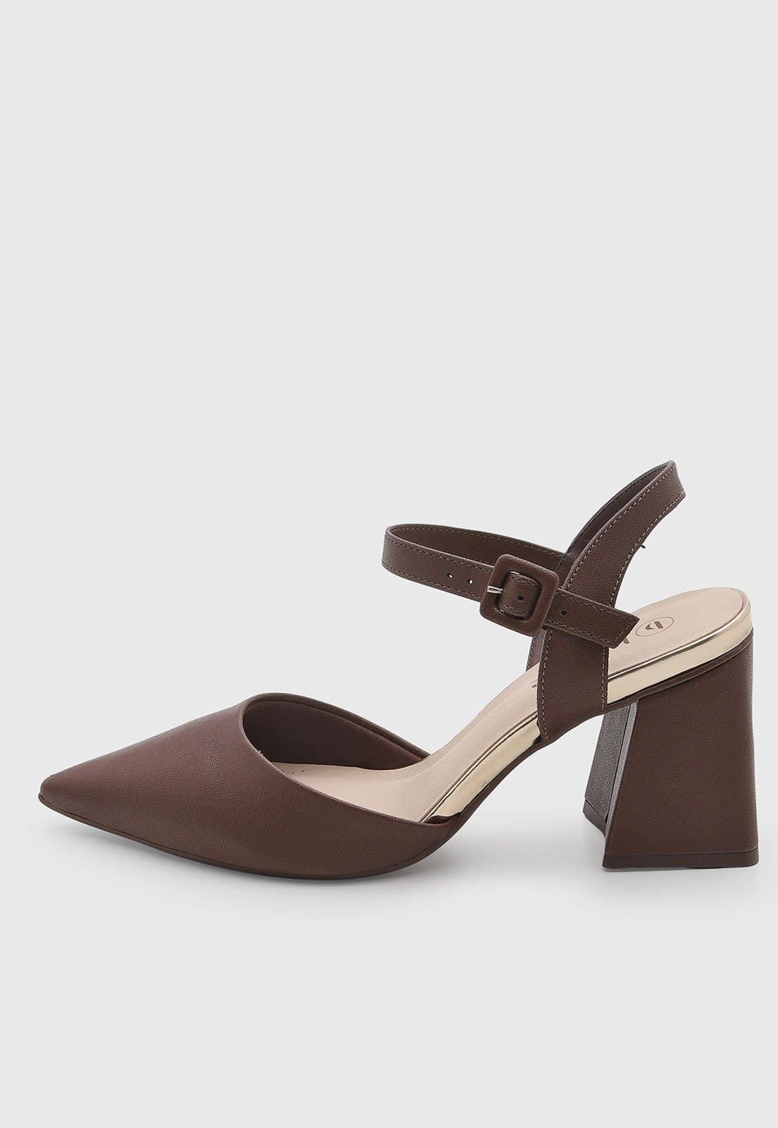 Scarpin Feminino cê Salto Bloco Marrom