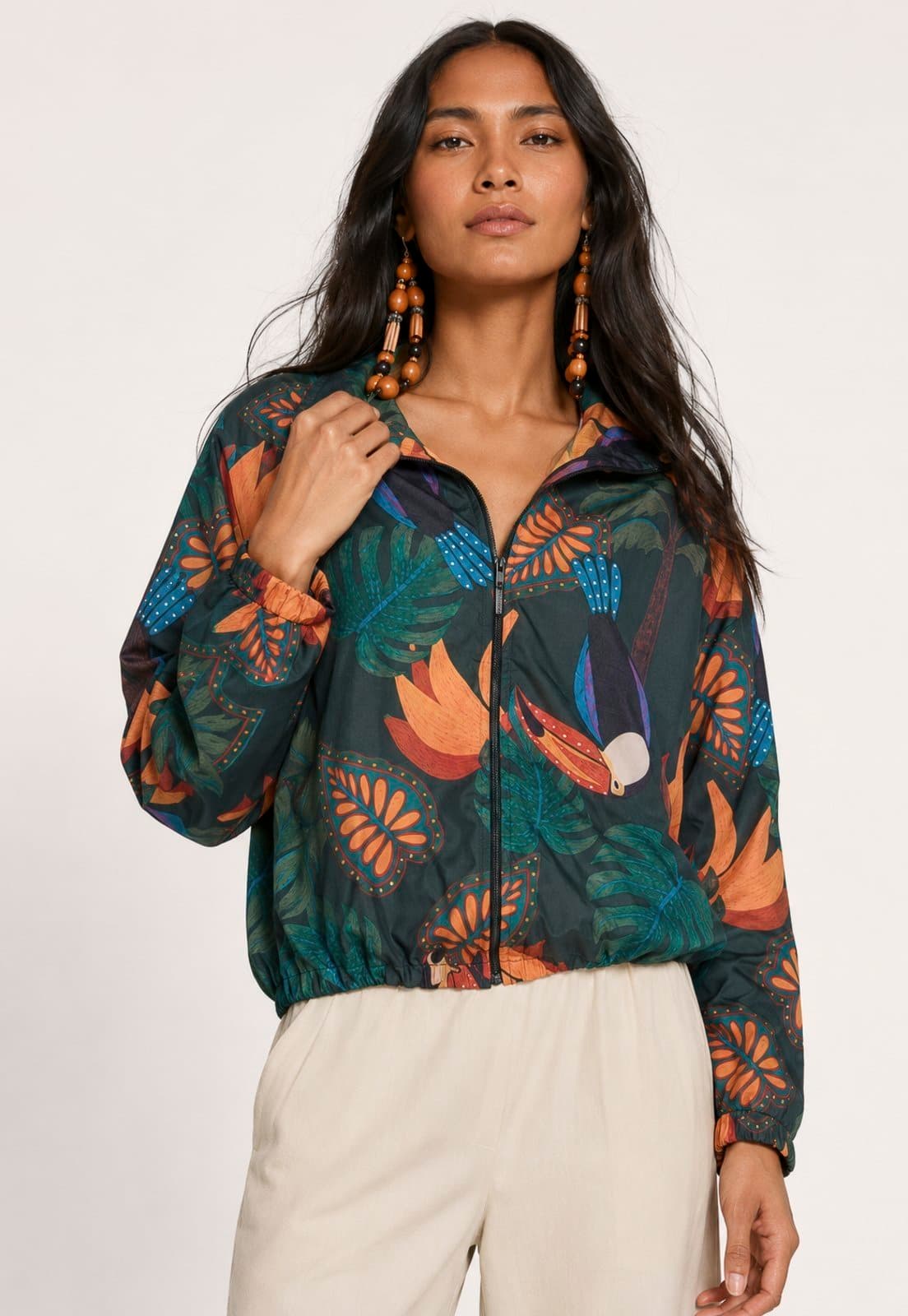 Jaqueta Amazonia Vital Corta-Vento Blouson Uatumã Estampa Asas da Mata