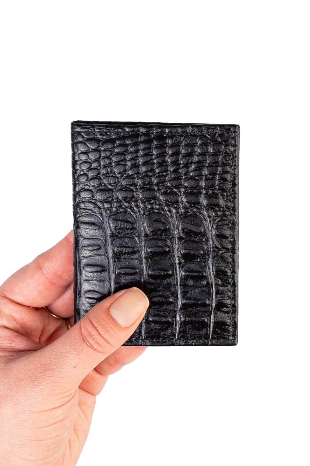 Porta cartões de couro croco Andréia 7,5x10cm - Preto