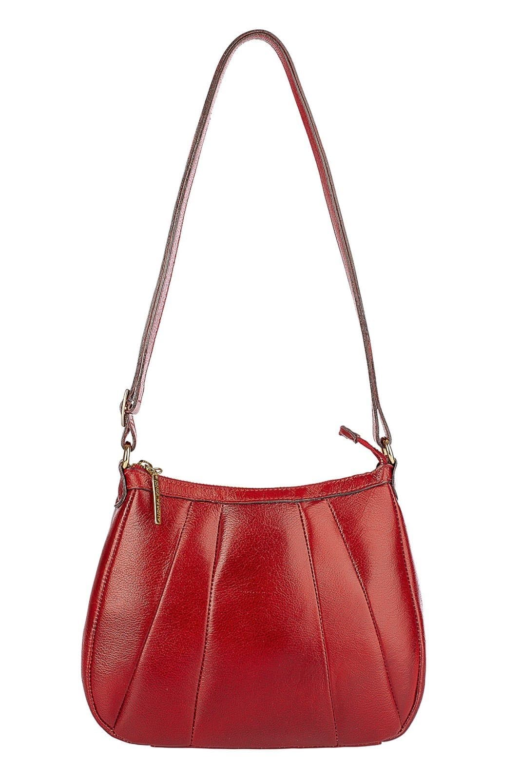 Bolsa transversal em couro liso Greice - Vermelho