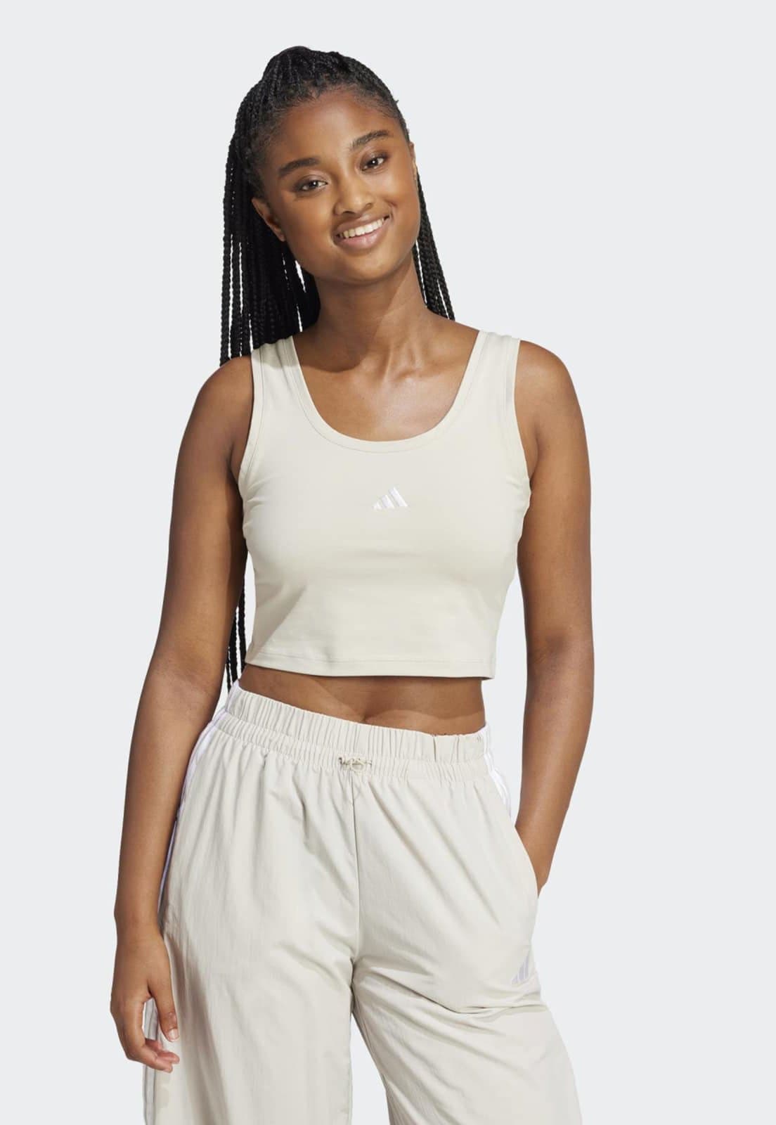 Regata Feminina adidas Sportswear Essentials Cropped Bege
