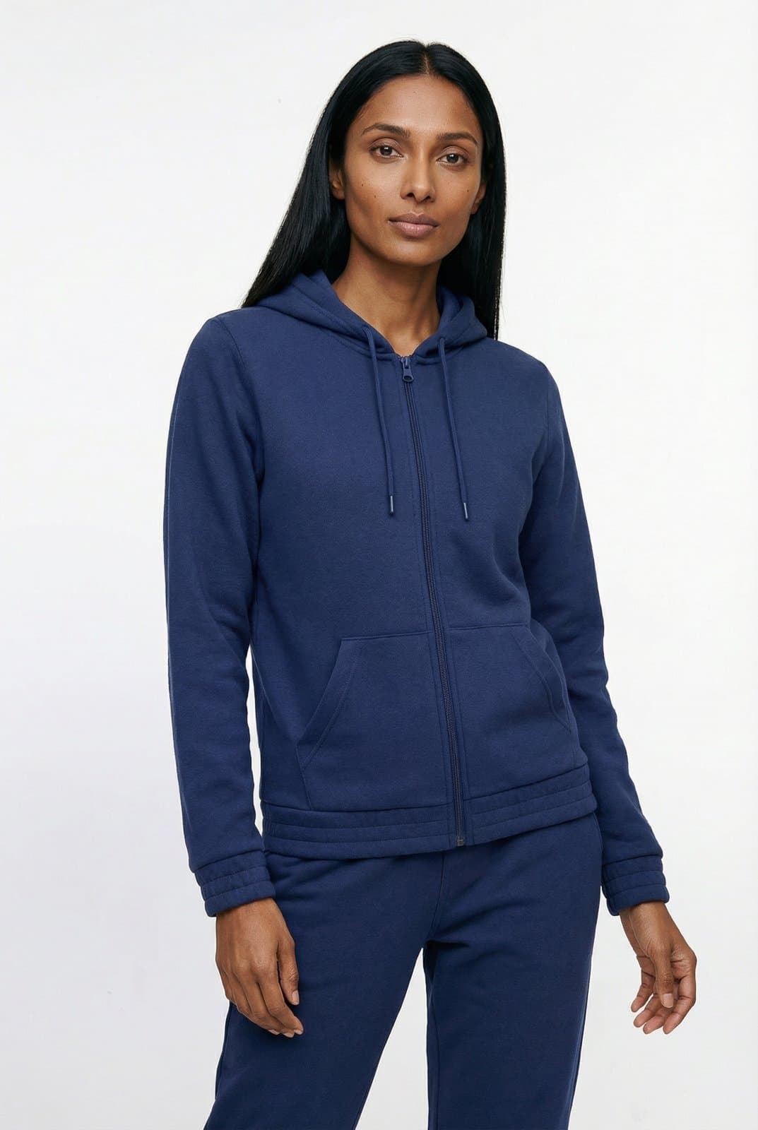 Jaqueta feminina moletom com capuz 61377 - Azul Marinho