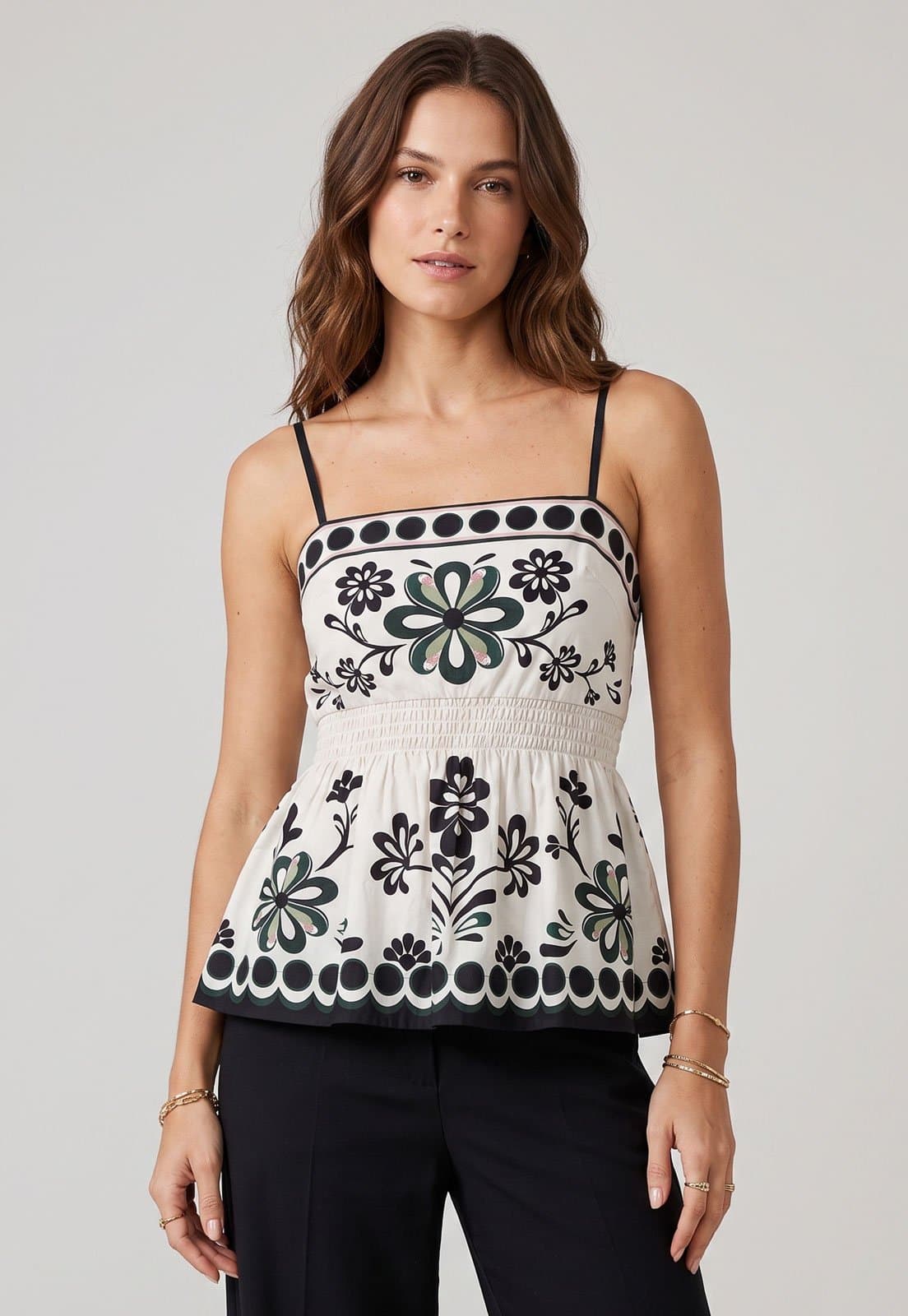 Blusa Feminina FARM Alças Finas Algodão Branca